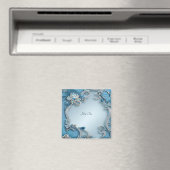 青い装飾的な花のマグネット マグネット (インサイチュ (食洗機))