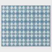 青い装飾的な花の包装紙 ラッピングペーパー (フラット)