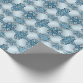 青い装飾的な花の包装紙 ラッピングペーパー (角)