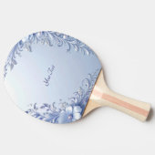 青い装飾的な花の卓球ラケット 卓球ラケット (横)