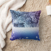 青い装飾雪グリッターメリークリスマス クッション (ブランケット)