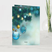 青い装飾 年末年始のキャンドルとクリスマス シーズンカード (裏面)