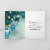 青い装飾 年末年始のキャンドルとクリスマス シーズンカード (内部)