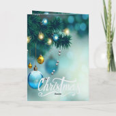 青い装飾 年末年始のキャンドルとクリスマス シーズンカード (裏面)