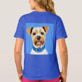 青い襟を着たかわいい犬 Tシャツ (裏面)