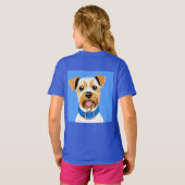 青い襟を着たかわいい犬 Tシャツ (裏面フル)