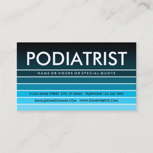 青い見本PODIATRIST 名刺 (正面)