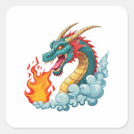 青い角のあるドラゴン スクエアシール