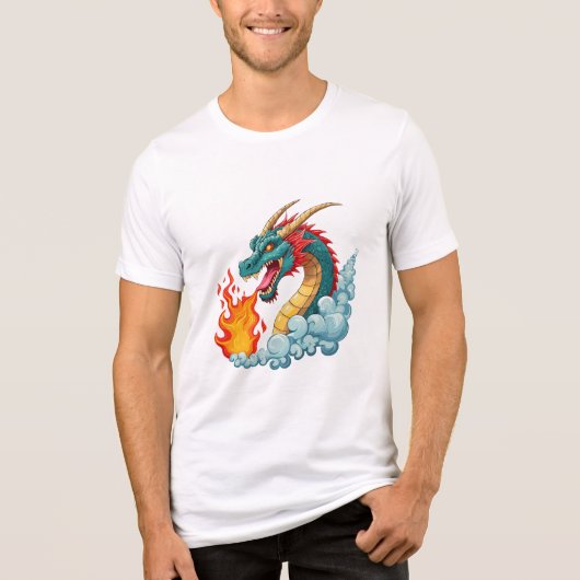 青い角のあるドラゴン トライブレンドTシャツ (正面)