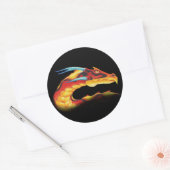 青い角を持つ恐れを知らない赤い竜 ラウンドシール (封筒)