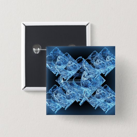 青い角氷 缶バッジ (正面&裏面)