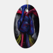 青い解剖学的な人間のハートアートの音 セラミックオーナメント (右)