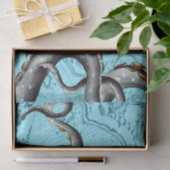 青い触手マップ上のグレーのヴィンテージ 薄葉紙 (ギフト)