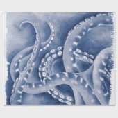 青い触手（モノクロ） ラッピングペーパー (フラット)