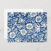 青い許可、ヴィンテージパターン、 ポストカード (正面/裏面)