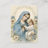 青い詩を着た素敵な女性マリアとイエス 名刺 (正面)