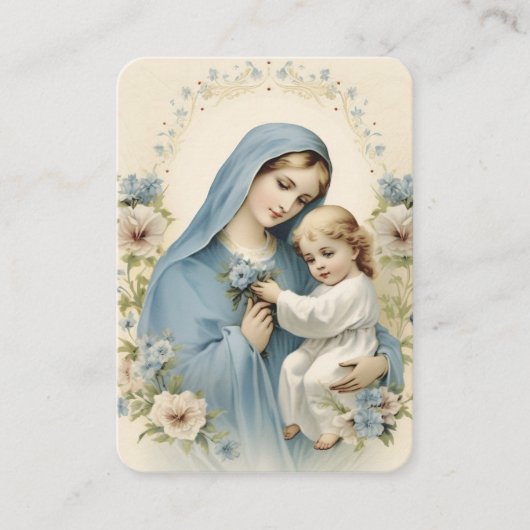 青い詩を着た素敵な女性マリアとイエス 名刺 (正面)