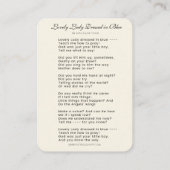 青い詩を着た素敵な女性マリアとイエス 名刺 (裏面)