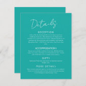 青い詳細大きな結婚式の囲いカード エンクロージャーカード (正面/裏面)