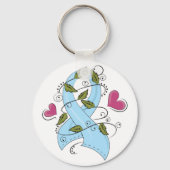 青い認識度リボン キーホルダー (正面)