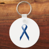 青い認識度リボン キーホルダー (正面)