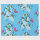 青い認識度リボン ラッピングペーパー (フラット)