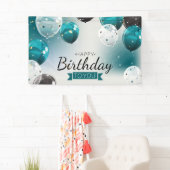 青い誕生日の吹き出しバナー 横断幕 (インサイチュ)