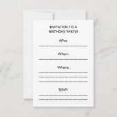 青い誕生日の帽子のかわいく白い子ネコ 招待状 (裏面)