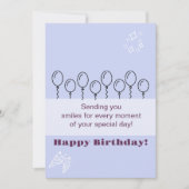 青い誕生日の招待状カード 招待状 (正面)