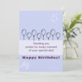 青い誕生日の招待状カード 招待状 (スタンド正面)