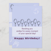 青い誕生日の招待状カード 招待状 (正面/裏面)