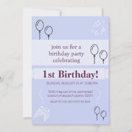 青い誕生日の招待状カード 招待状