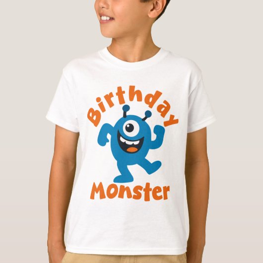 青い誕生日モンスターパーティー Tシャツ (正面)