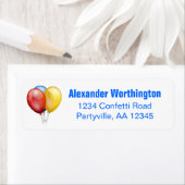 青い誕生日吹き出しアドレス ラベル (インサイチュ)