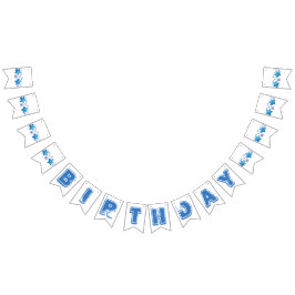 青い誕生日旗 バンティングフラッグ