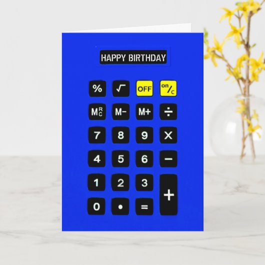 青い誕生日計算 カード (黄色い花)