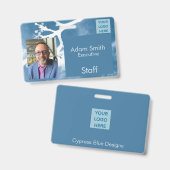 青い譜表 – 名前バッジ水平 バッジ (正面&裏面)