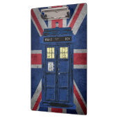 青い警察のパブリックコールボックス – UKタイムトラベル1 クリップボード (左)