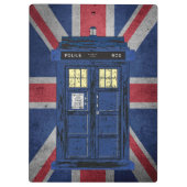 青い警察のパブリックコールボックス – UKタイムトラベル1 クリップボード (裏面)