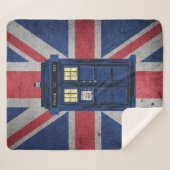 青い警察のパブリックコールボックス – UKタイムトラベル1 シェルパブランケット (正面(横))
