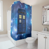 青い警察のパブリックコールボックス – UKタイムトラベル1 シャワーカーテン (インサイチュ)