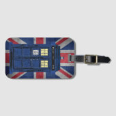 青い警察のパブリックコールボックス – UKタイムトラベル1 ラゲッジタグ (正面横)