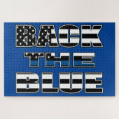 青い警察の青い線を引く ジグソーパズル (横)