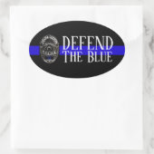 青い警察サポート楕円バンパーステッカーを守る 楕円形シール (バッグ)