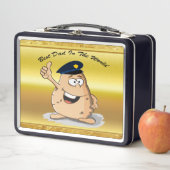 青い警察帽を被った警官ポテト メタルランチボックス (インサイチュ)