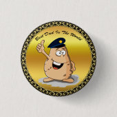 青い警察帽を被った警官ポテト 缶バッジ (正面)