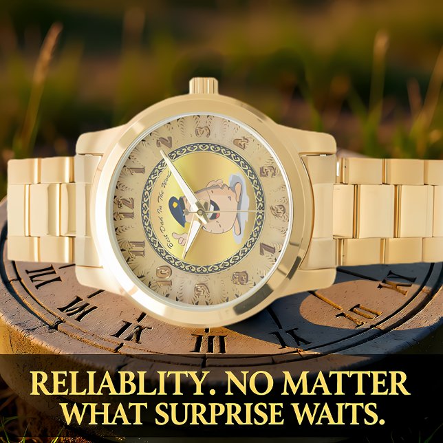 青い警察帽を被った警官ポテト 腕時計 (クリエイターアップロード済み)