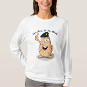 青い警察帽を被った警官ポテト Tシャツ (正面)