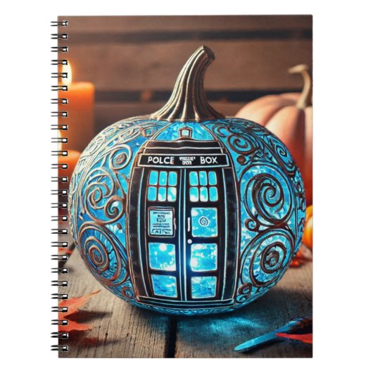 青い警察箱ガラスのパンプキン ノートブック (正面)