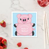 青い豚の赤ちゃんシャワー スタンダードカクテルナプキン (インサイチュ)